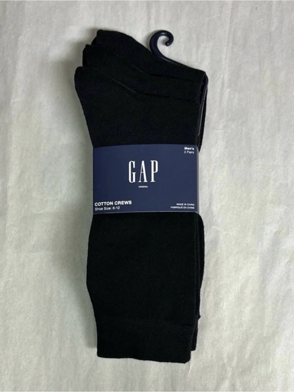 New Gap Socks Men’s 3 Pair Black Cotton Crews Business Casual Dress Preppy Socks